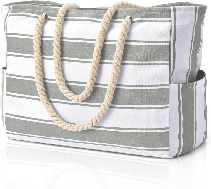 Oversized Waterproof Beach Tote Bag with Sand-Resistant Interior