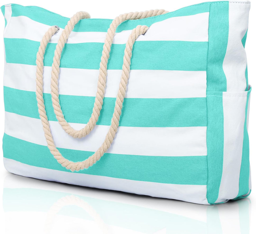 Oversized Waterproof Beach Tote Bag with Sand-Resistant Interior