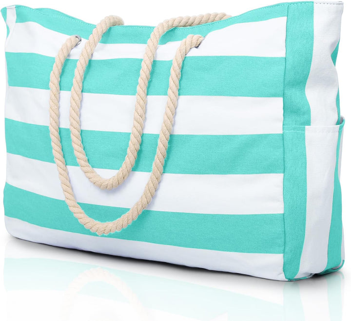 Oversized Waterproof Beach Tote Bag with Sand-Resistant Interior
