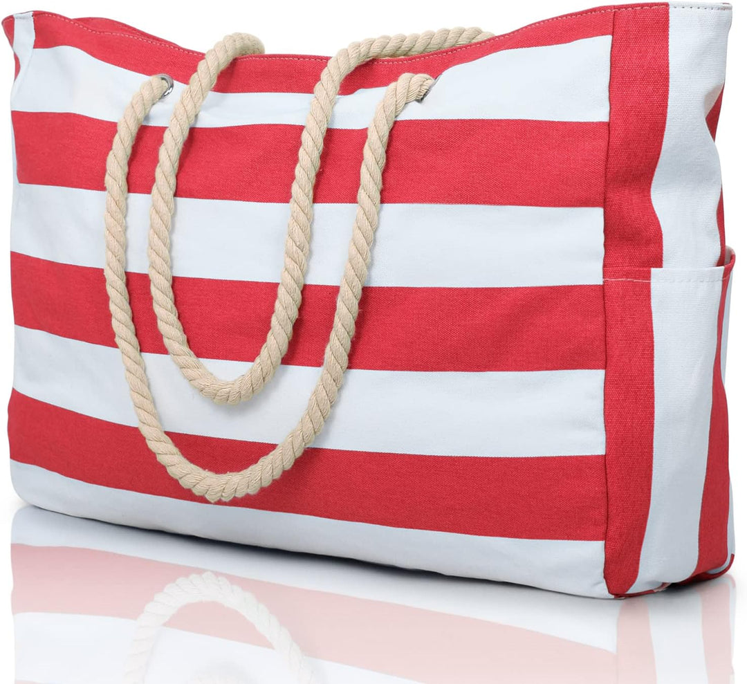 Oversized Waterproof Beach Tote Bag with Sand-Resistant Interior