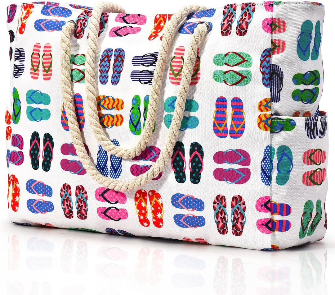 Oversized Waterproof Beach Tote Bag with Sand-Resistant Interior