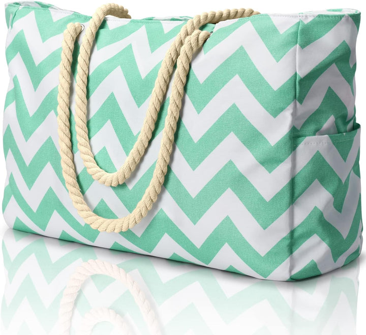 Oversized Waterproof Beach Tote Bag with Sand-Resistant Interior