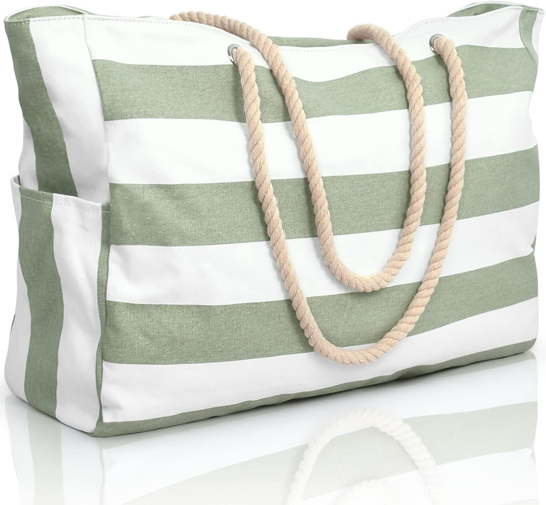 Oversized Waterproof Beach Tote Bag with Sand-Resistant Interior