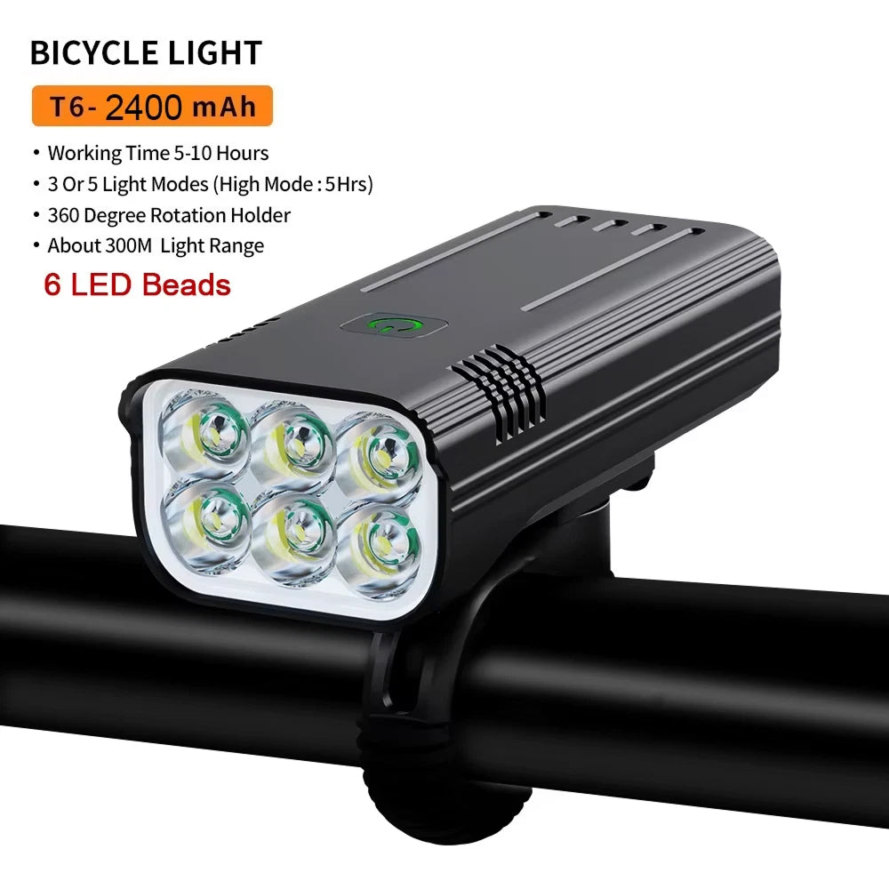 High-Power LED Bike Light with Power Bank - 300M Beam, 10-Hour Battery