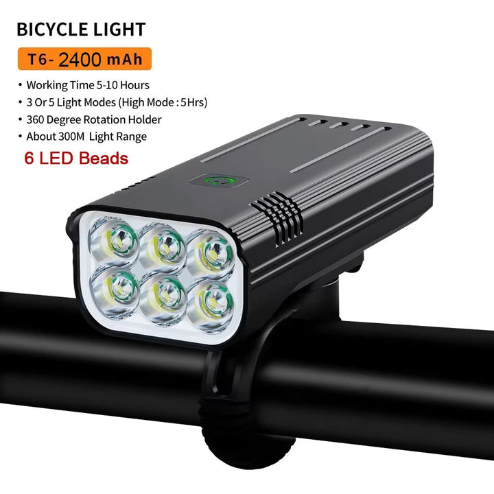 High-Power LED Bike Light with Power Bank - 300M Beam, 10-Hour Battery