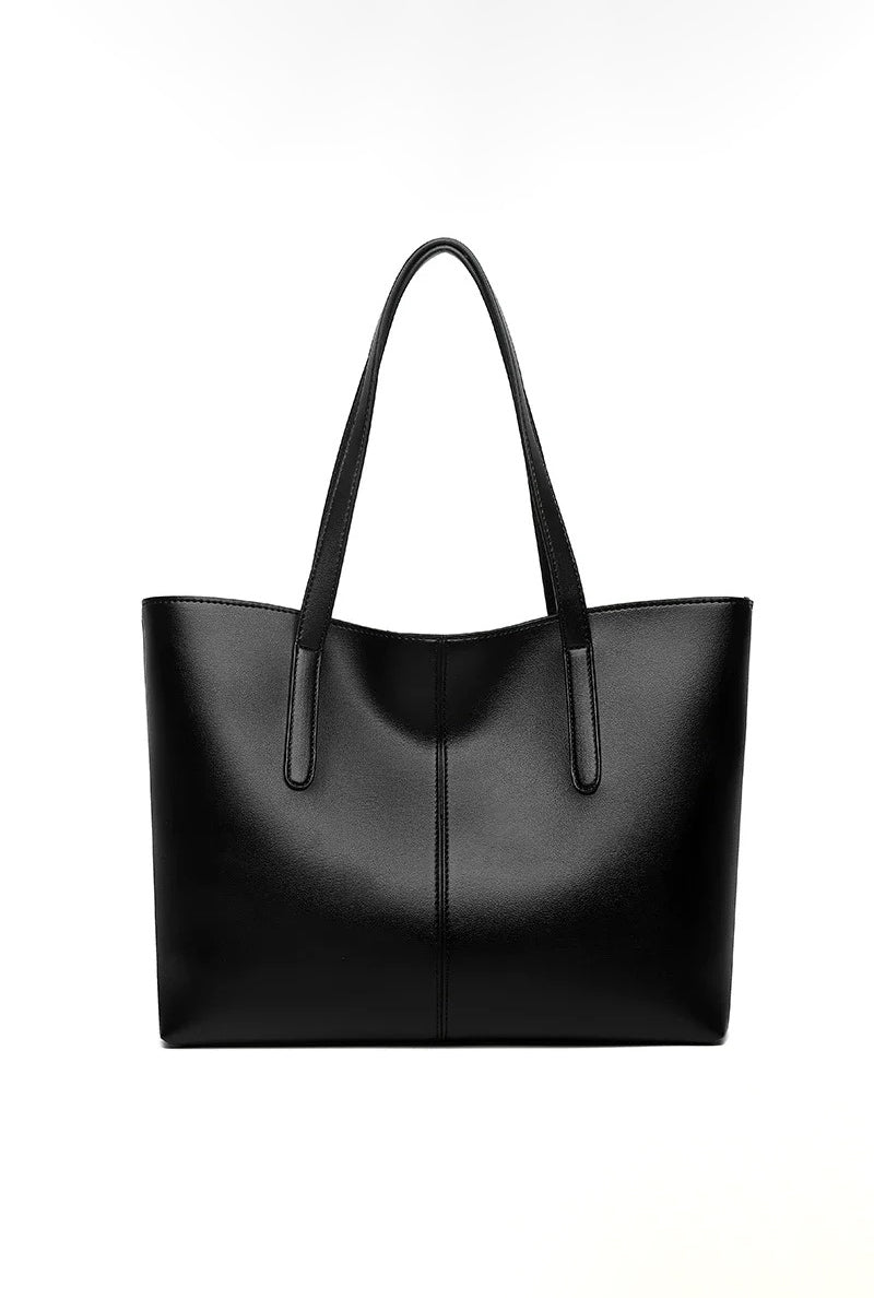 Nora – Large Leather Tote Bag, Women's Work Bag with Zipper