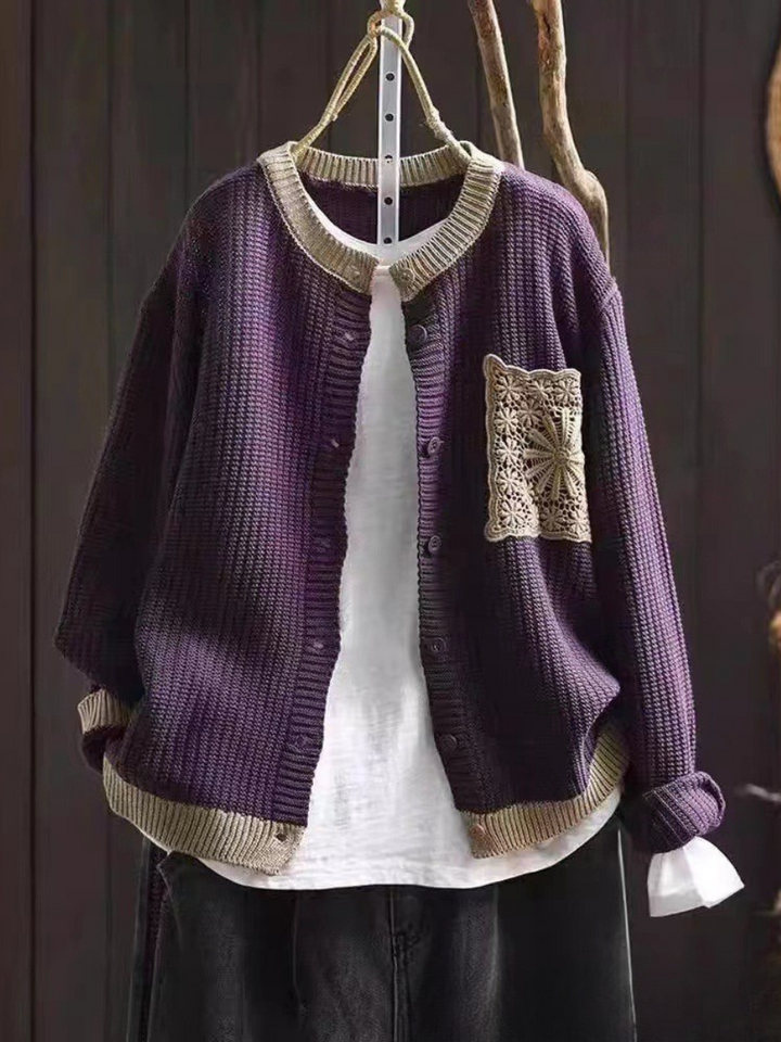 Brielle | Women's Button-Front Knit Cardigan — Lace Chest Pocket Detail in 9 Colors | Westmere