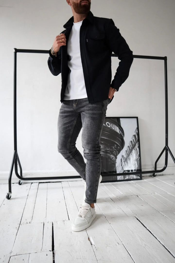 Men's Overshirt Jacket with Chest Pockets - Spring Autumn Casual Lightweight