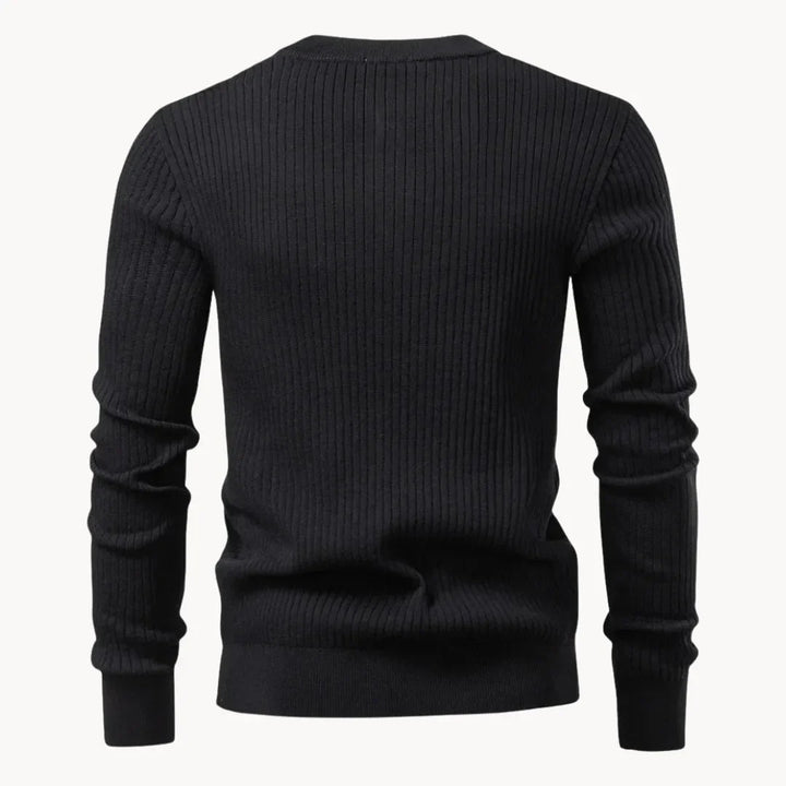 Men's Sweater with Round Neck and Button Closure for Daily Use