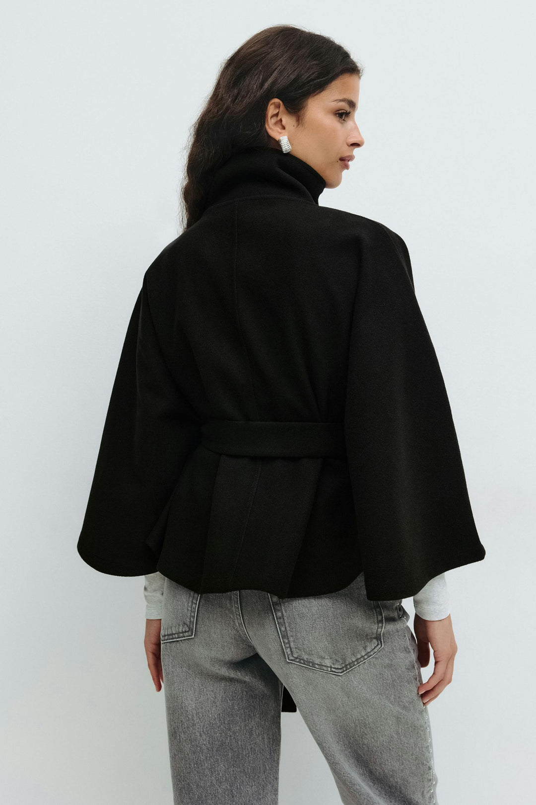 Cape Jas Dames Regular Fit High Collar Bow Belt Winter