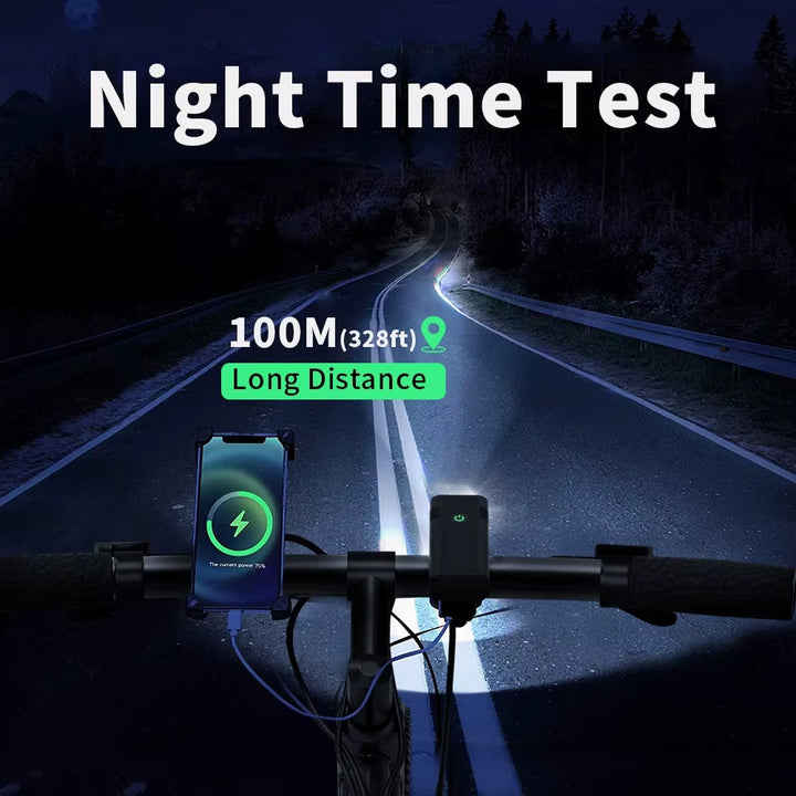 High-Power LED Bike Light with Power Bank - 300M Beam, 10-Hour Battery