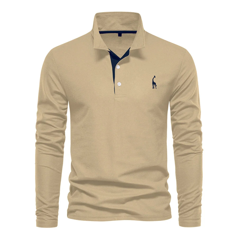 Men's Polo Shirt Button Neck Casual