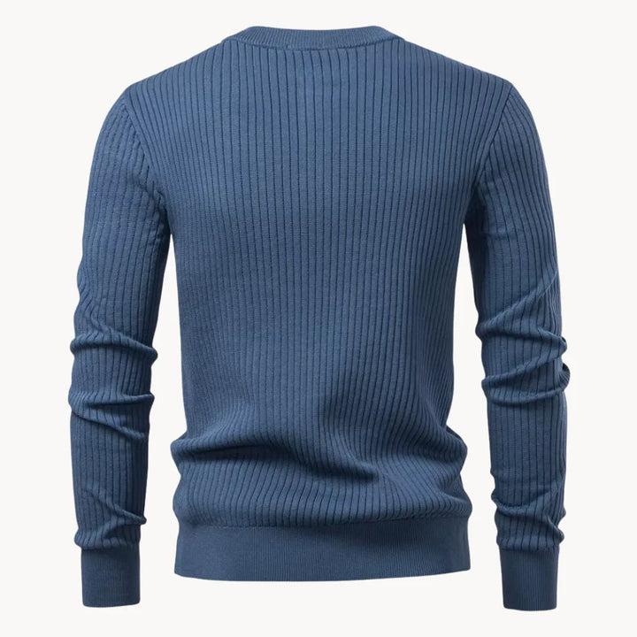 Men's Sweater with Round Neck and Button Closure for Daily Use