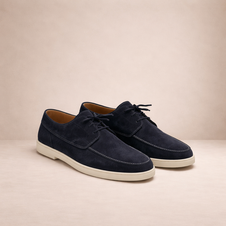 Men's Suede Loafers Regular Fit Leather Lace-Up Closed Toe