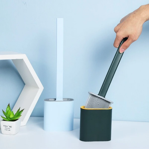 Premium Silicone Toilet Brush with Holder – Flexible Design for Easy Cleaning