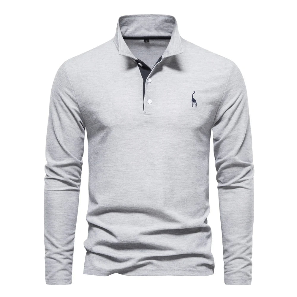Men's Polo Shirt Button Neck Casual
