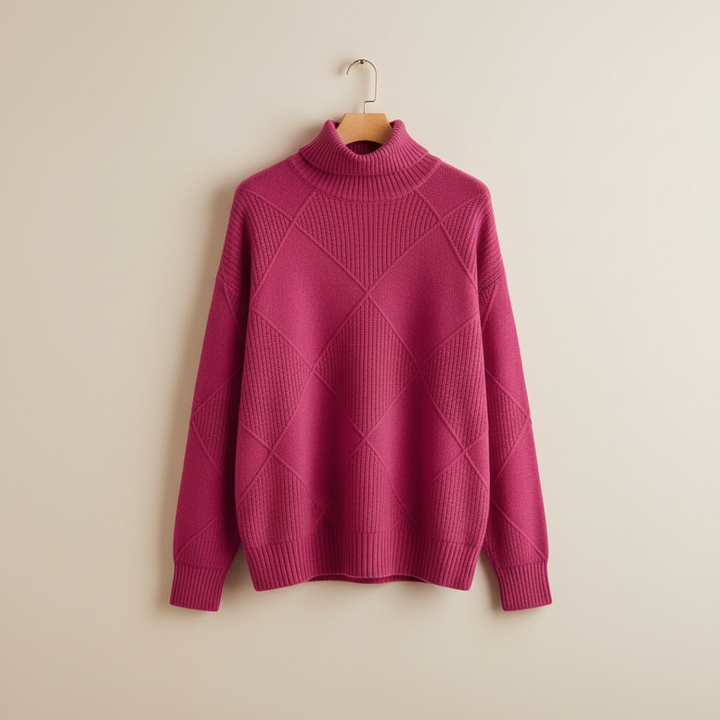 Calloway | Women's Diamond Knit Turtleneck Sweater — Raised Diamond Texture in 13 Colors | Westmere