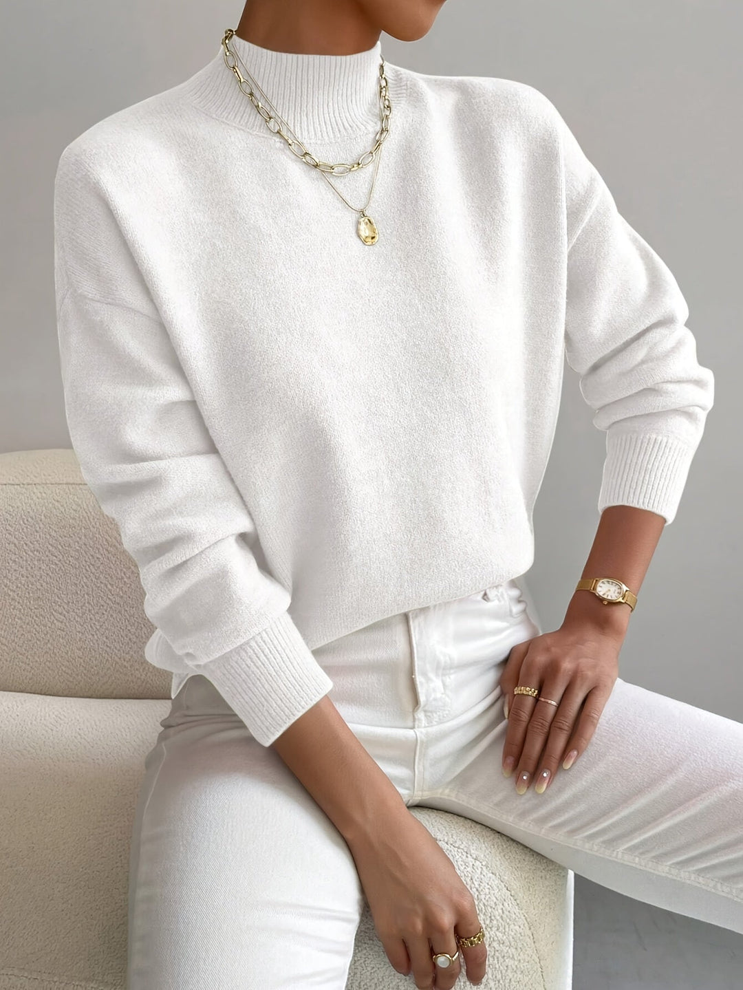 Cassia | Women's Mock Neck Pullover Sweater — Soft Knit Everyday Layer in 10 Colors | Westmere