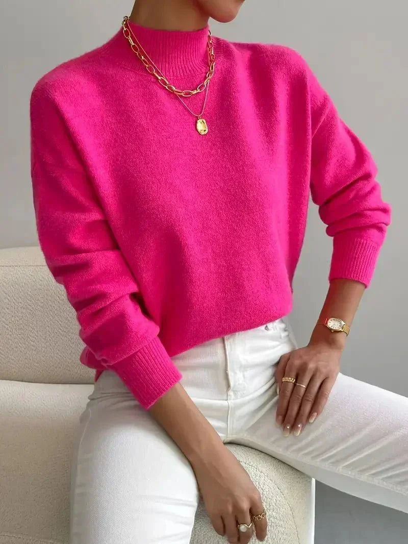 Cassia | Women's Mock Neck Pullover Sweater — Soft Knit Everyday Layer in 10 Colors | Westmere