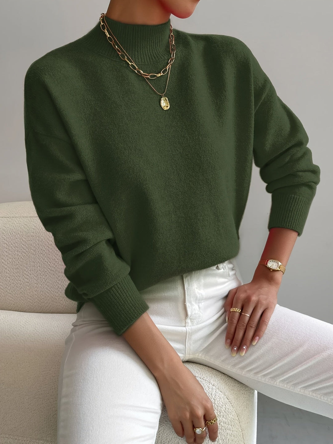 Cassia | Women's Mock Neck Pullover Sweater — Soft Knit Everyday Layer in 10 Colors | Westmere