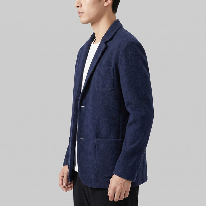 Casual Tailored Fit Jacket for Men with Lapel Collar