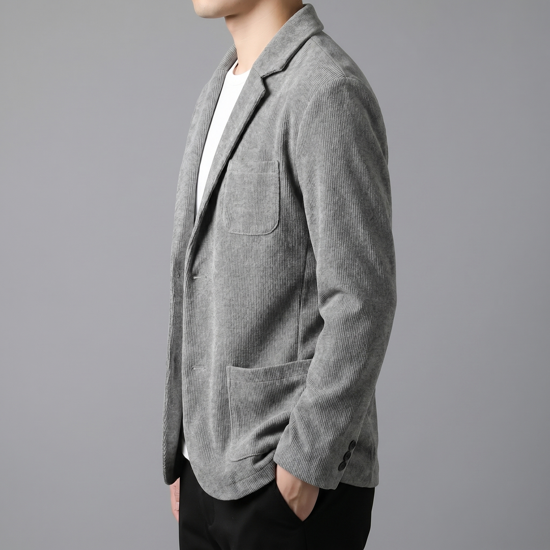 Casual Tailored Fit Jacket for Men with Lapel Collar