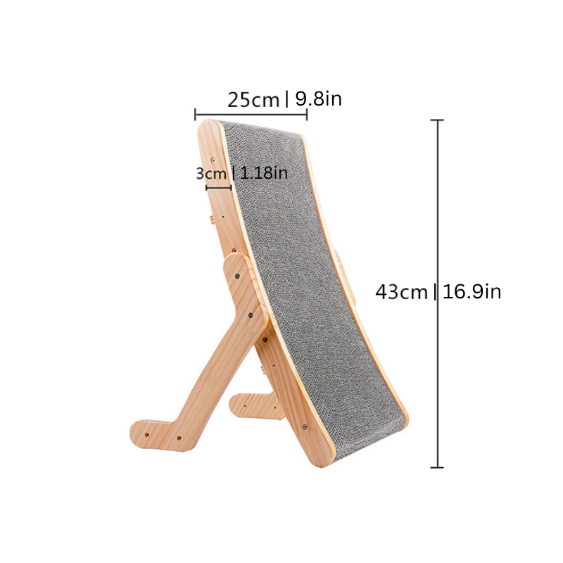 Cat Scratching Ramp Natural Wood Base Play Relaxation