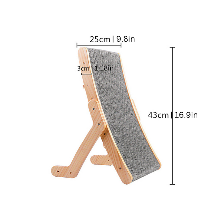 Cat Scratching Ramp Natural Wood Base Play Relaxation