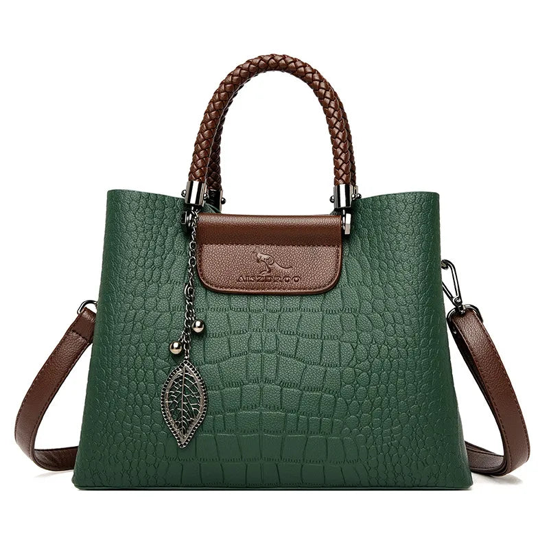 Lena – Croc Embossed Top Handle Bag, Shoulder Bag