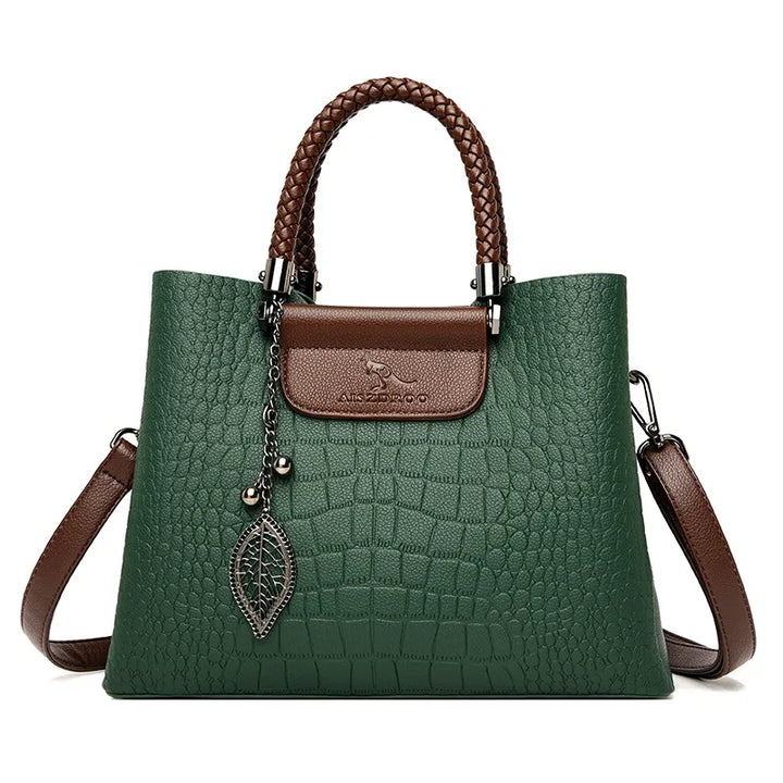 Lena – Croc Embossed Top Handle Bag, Shoulder Bag
