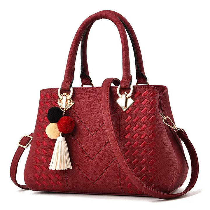 Talia – Quilted Top Handle Bag, Vegan Cowhide Shoulder Bag
