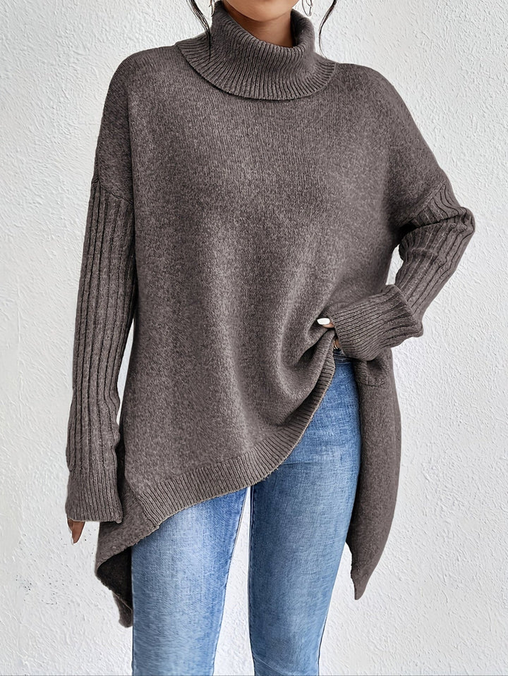 Celestia | Women's Oversized Turtleneck Sweater — Asymmetric Hem Knit Pullover in 5 Colors | Westmere