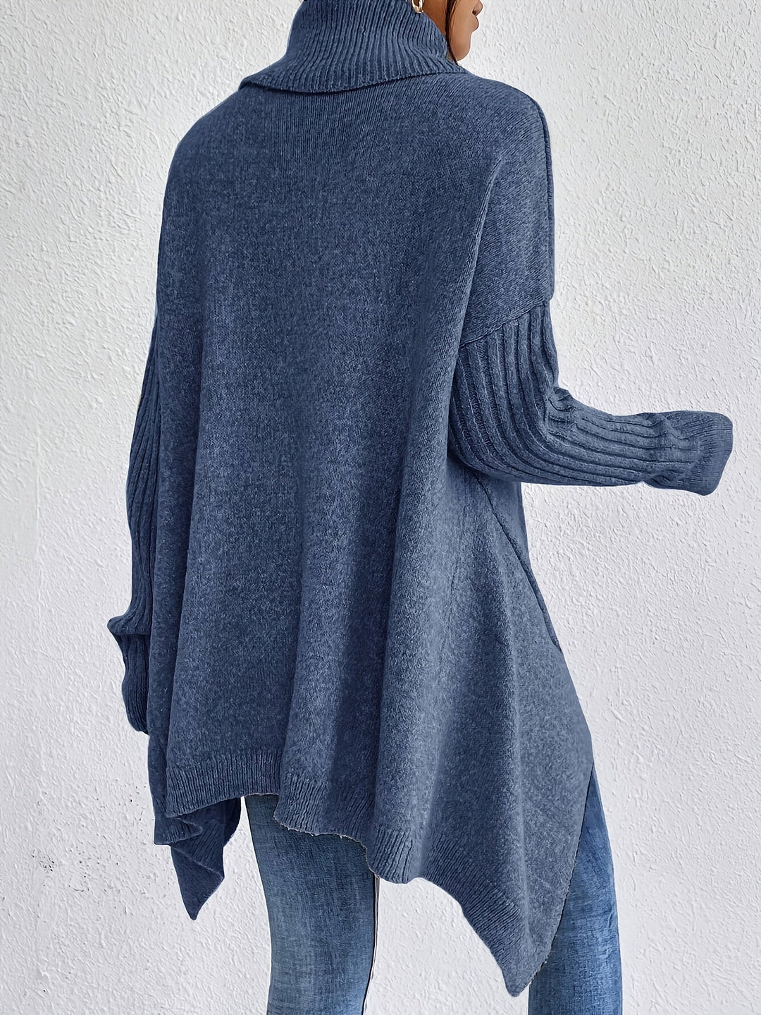 Celestia | Women's Oversized Turtleneck Sweater — Asymmetric Hem Knit Pullover in 5 Colors | Westmere