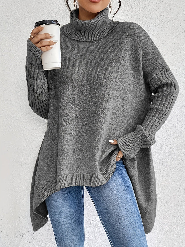 Celestia | Women's Oversized Turtleneck Sweater — Asymmetric Hem Knit Pullover in 5 Colors | Westmere