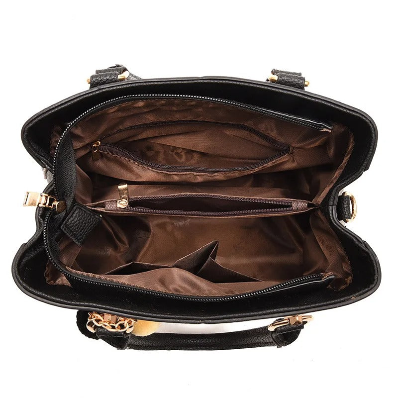 Talia – Quilted Top Handle Bag, Vegan Cowhide Shoulder Bag
