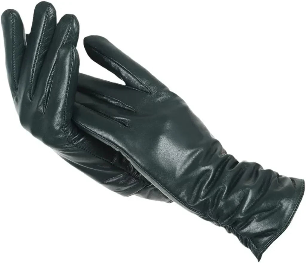 Premium Sheepskin Leather Women's Winter Gloves with Wool Lining