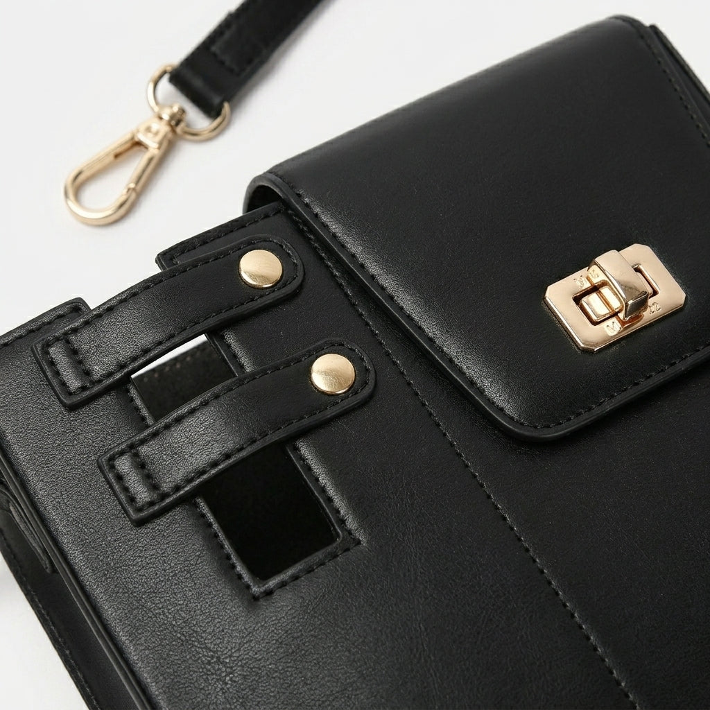 Reva – Vegan Leather Crossbody Shoulder Bag with Twist Lock