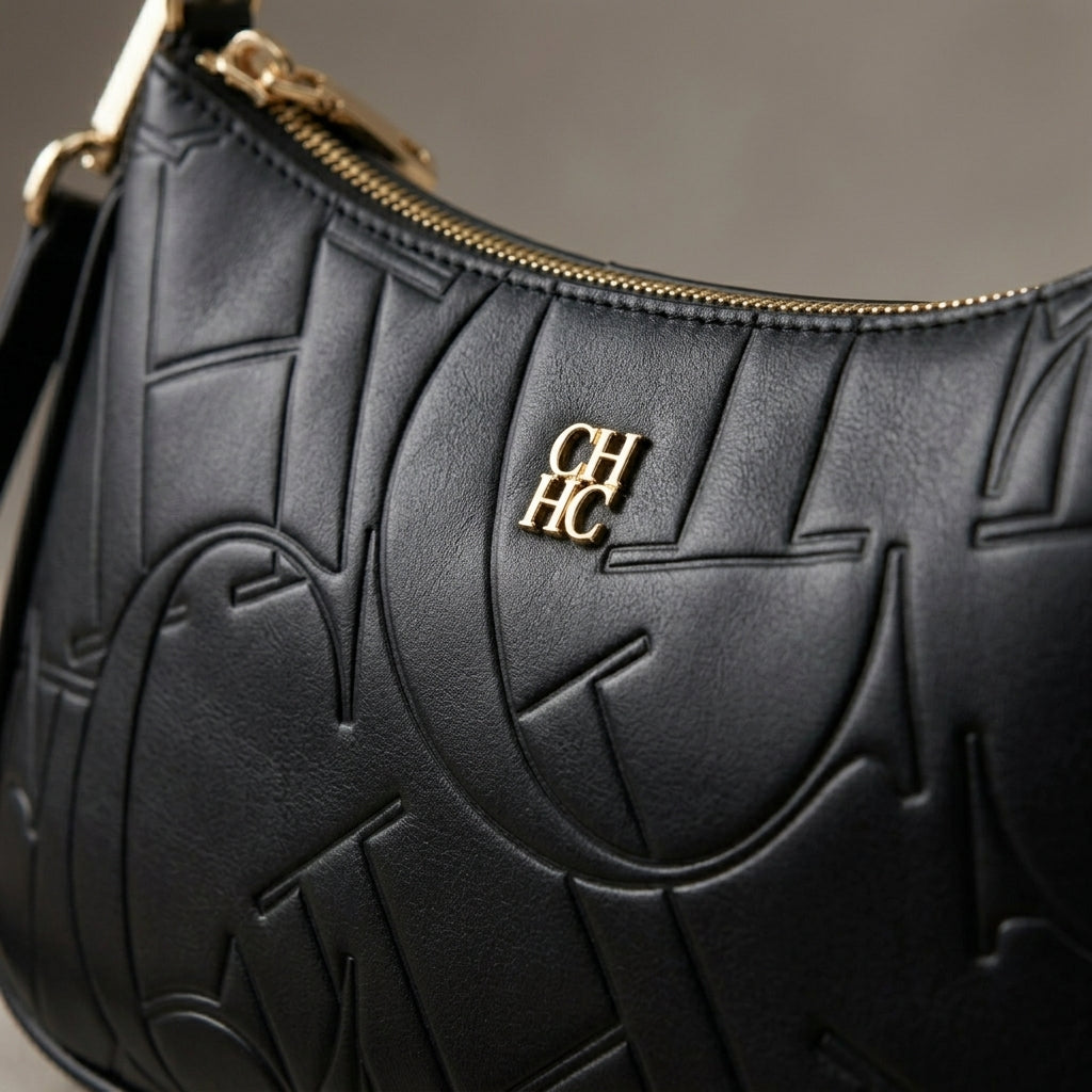 Lena – Embossed Vegan Leather Shoulder Bag with Chain Strap