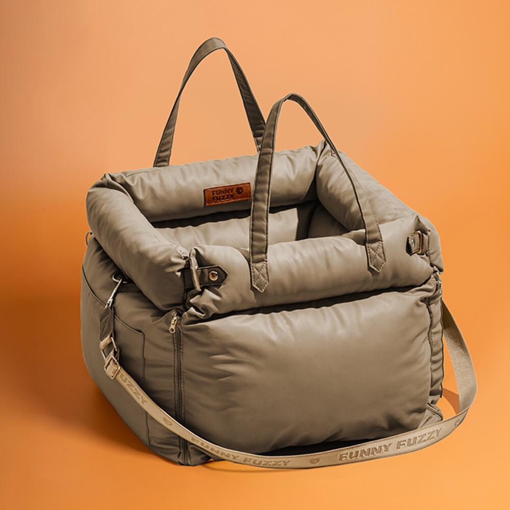 Premium Faux Leather Dog Car Seat Booster - Comfortable & Safe Travel