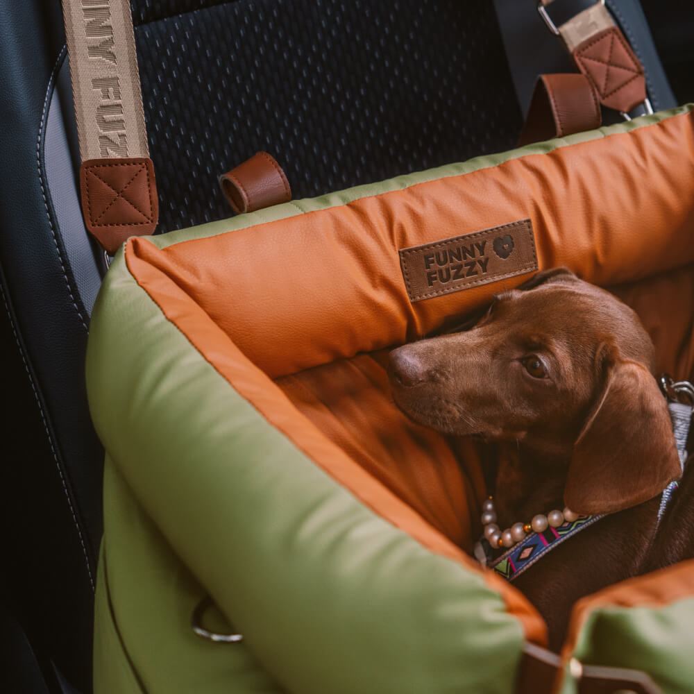 Premium Faux Leather Dog Car Seat Booster - Comfortable & Safe Travel