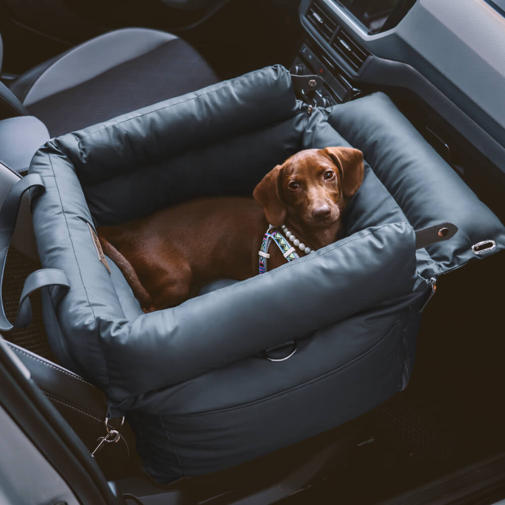 Premium Faux Leather Dog Car Seat Booster - Comfortable & Safe Travel