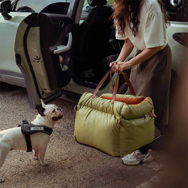 Premium Faux Leather Dog Car Seat Booster - Comfortable & Safe Travel