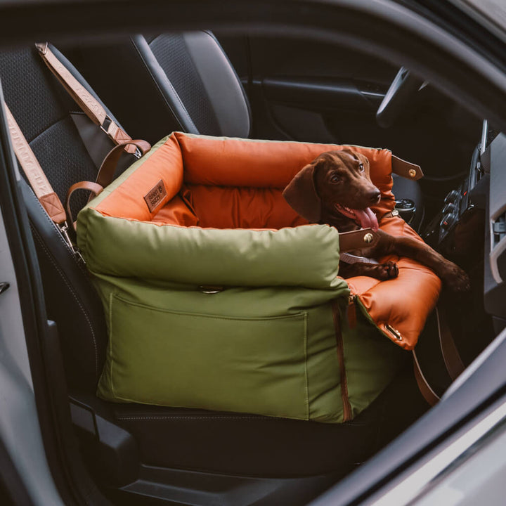 Premium Faux Leather Dog Car Seat Booster - Comfortable & Safe Travel