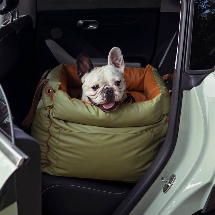 Premium Faux Leather Dog Car Seat Booster - Comfortable & Safe Travel