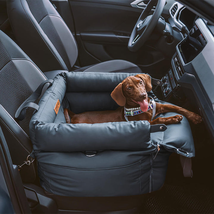 Premium Faux Leather Dog Car Seat Booster - Comfortable & Safe Travel