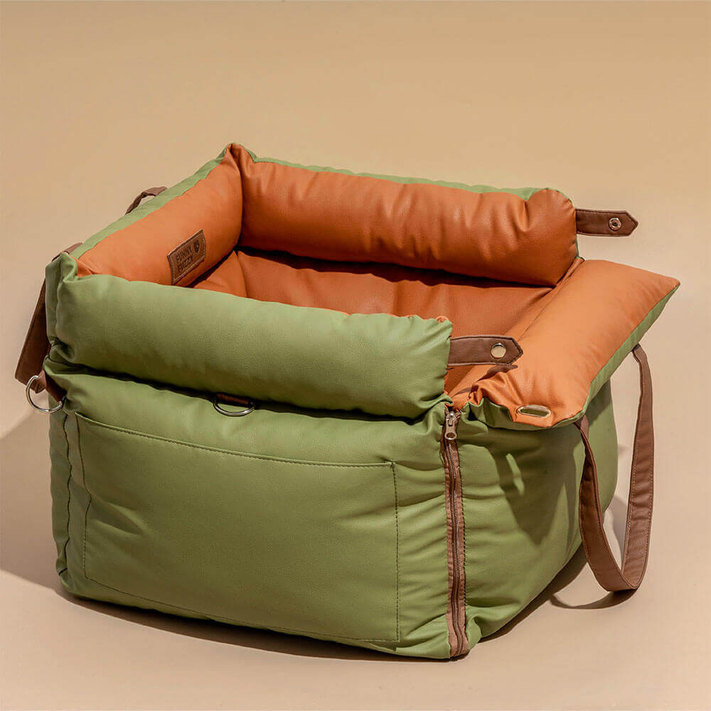 Premium Faux Leather Dog Car Seat Booster - Comfortable & Safe Travel
