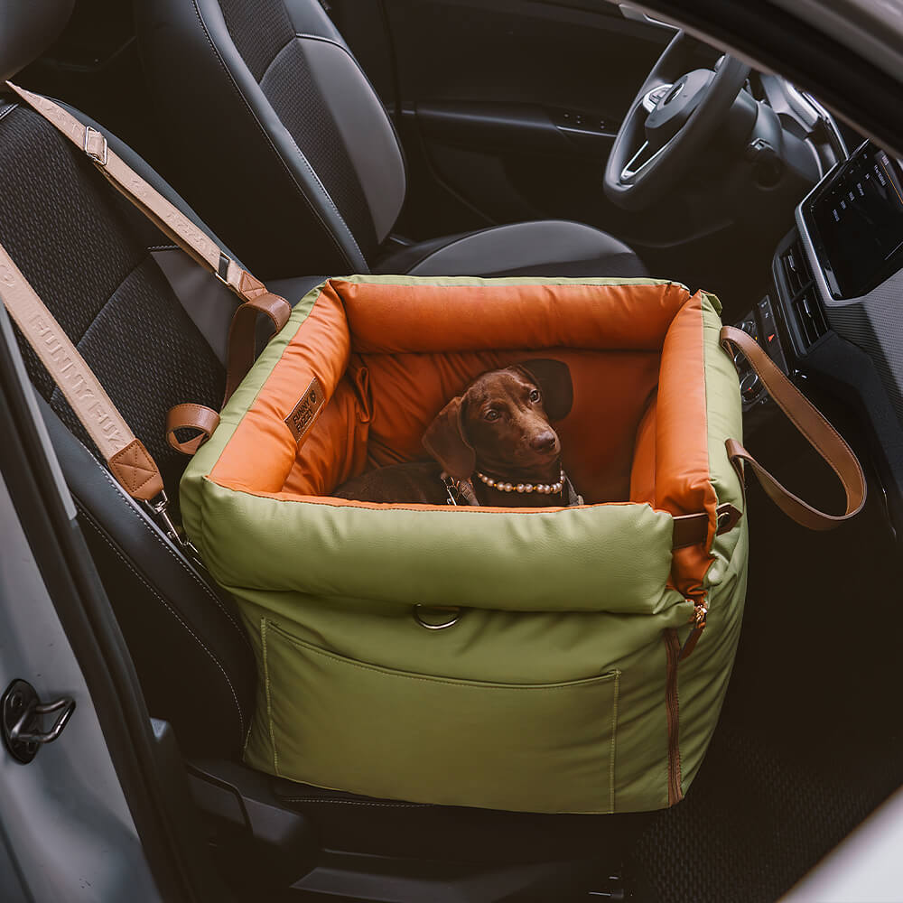 Premium Faux Leather Dog Car Seat Booster - Comfortable & Safe Travel