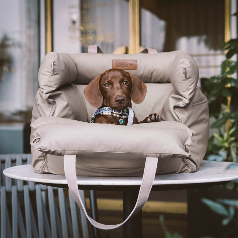 Premium Faux Leather Dog Car Seat Booster - Comfortable & Safe Travel