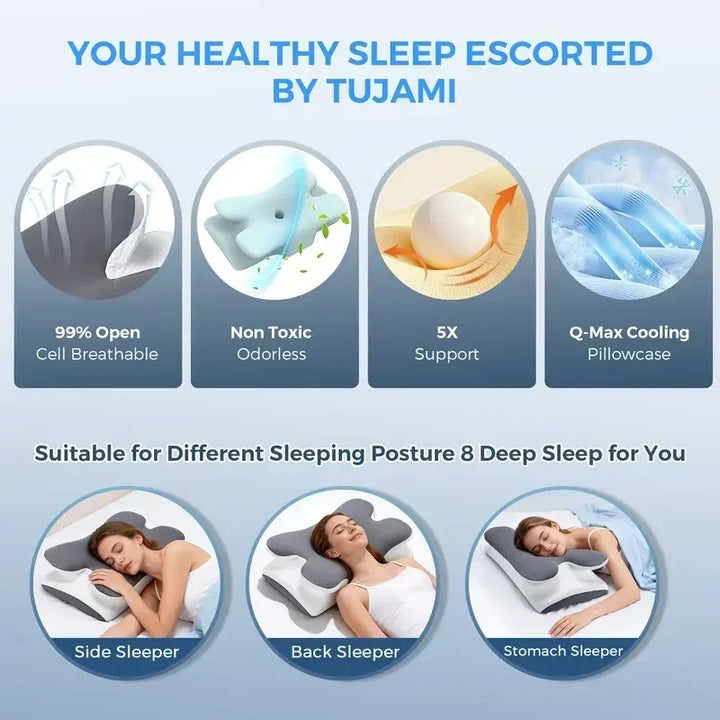 Premium Cooling Gel Memory Foam Neck Support Pillow for Travel and Home