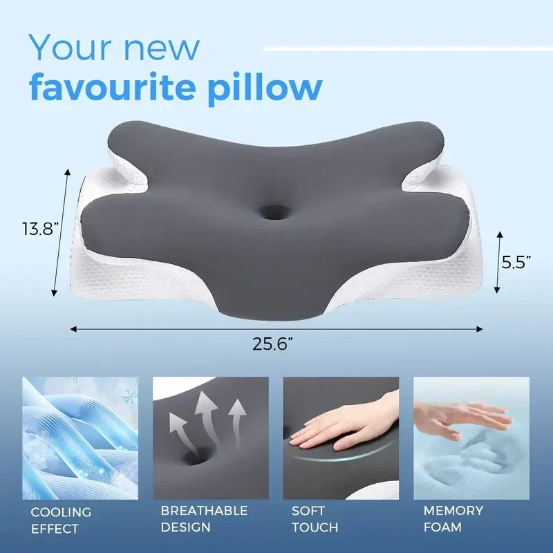 Premium Cooling Gel Memory Foam Neck Support Pillow for Travel and Home